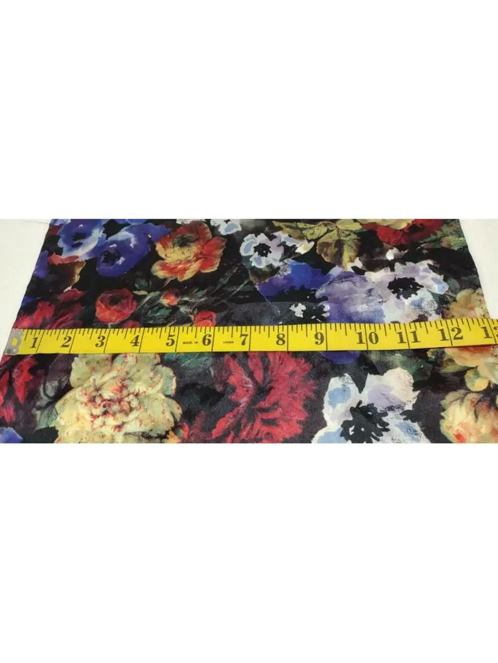 Vintage Floral Black Satin Hankie Men's Handkerchief Roses Print 13 x 13 inches